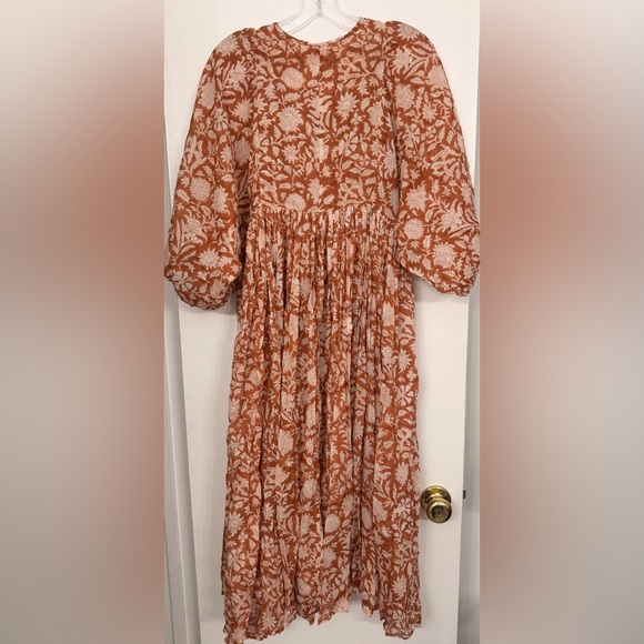 NWT Daughters of India Kyra Cotton Midi Dress Caramel Size Small - Picture 5 of 9